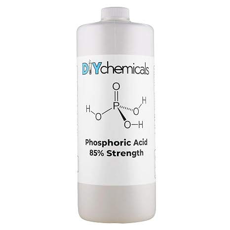 DIYChemicals Phosphoric Acid 85% Rust Remover, Wood Stain Remover, pH Control, High Purity Orthophosphoric Acid for Metal, Fertilizers - Made in USA - 4 FL OZ