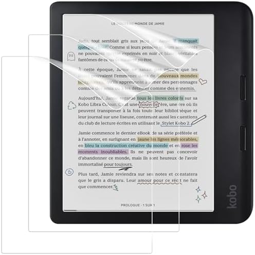 Caweet Screen Protector for Kobo Libra Colour 7 Inches 2024Kobo Libra 2 E-Reader 7 2021, Anti-Glare Premium PET Full-Coverage Matte Protective Film, 3 Pack