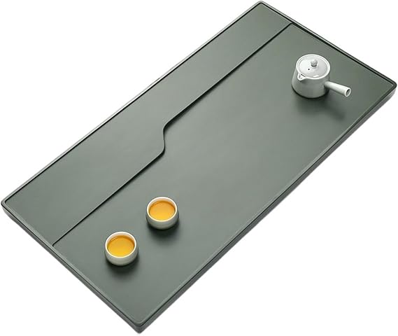 Kung Fu Tea Tray Tian Luo Green Natural Stone Tea Tray Whole Chinese Original Stone Modern Simple Household Tea Set Home Tea Table Tea Tray(70 * 40 * 3cm)