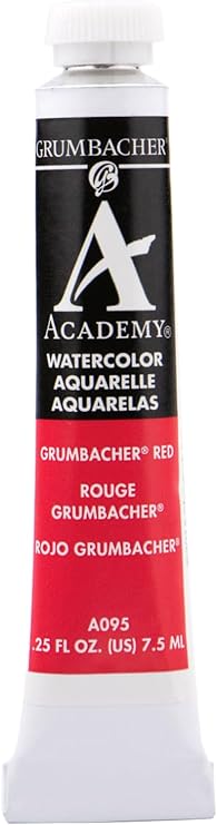 Grumbacher Academy Watercolor Paint, 7.5ml/0.25 Ounce, Grumbacher Red (Naphthol) (A095)