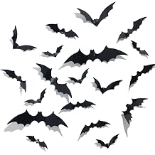 60PCS Halloween Paper Bat Decorations 3D Paper Bats for Wall, Window, Party Decor