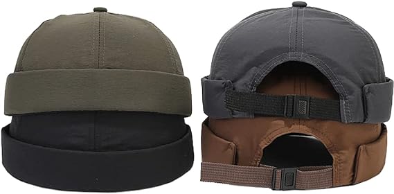 4 Pack Docker Hat Brimless Hats Skullcap Beanie Hat Cap for Men Women Corduroy Retro Style Rolled Cuff Harbour Hat
