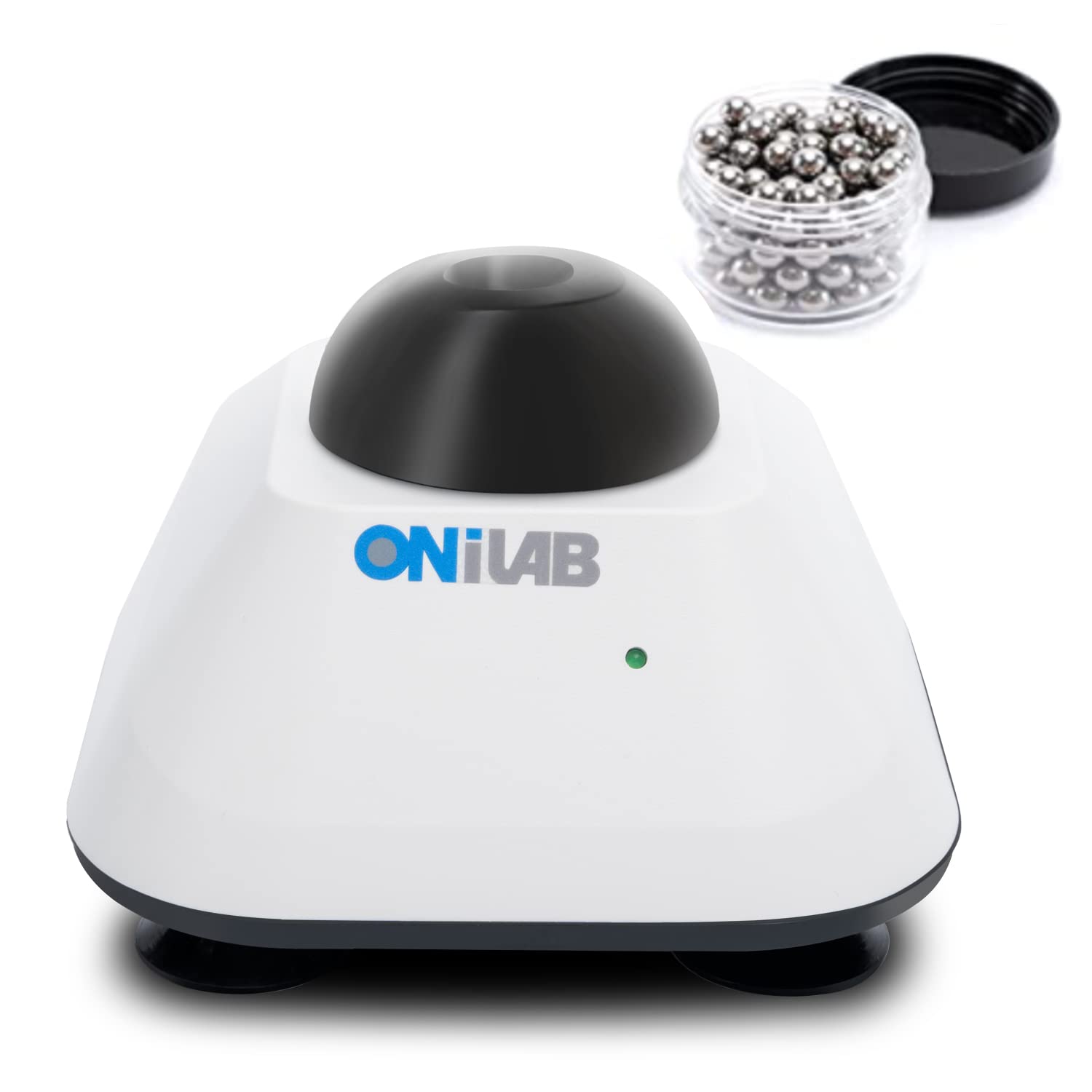 ONiLAB Mini Vortex Mixer with Touch Function, Nail Polish,Tattoo Ink,Eyelash Adhesives and Acrylic Paints mixing, Lab Vortexer with Sturdy Aluminum Casting Base，with 120pcs 732in Mixing Balls,Black