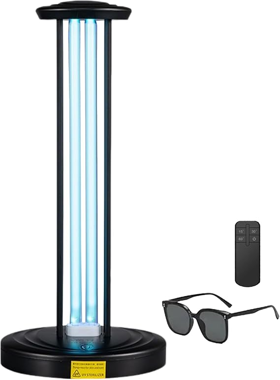 Motion Detection,Ultraviolet Germicidal Lamp, 100w UV+Ozone Light for Whole Room, 99.99% Sanitization Rate, Three-Step Timing Remote Control, Blue Light,for Home/Office/School