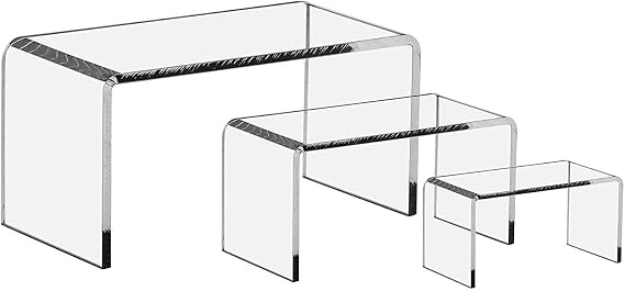 3 Pieces Set - Heavy Duty 5 mm Clear Acrylic Display Riser Set, Acrylic Display Stand
