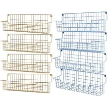 Spice Rack Wall Mount, Spice Organizer for Cabinet & Pantry Door, Set of 4 Hanging Spice Rack Saving Space for Kitchen, Gold and Blue