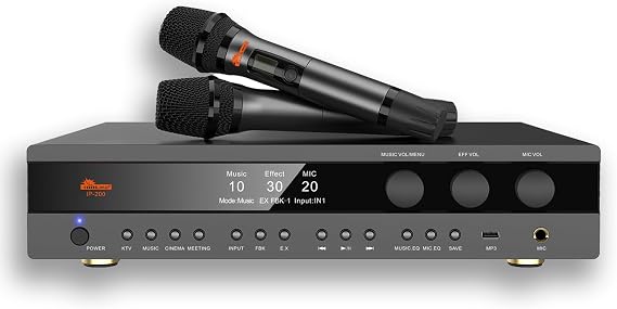 IDOlpro IP-200 4000W Professional Digital Karaoke Processor Amplifier Equipped with Anti-Feedback and Music Exciter Plus Dual Wireless Microphones New Model