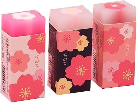 3Pcs Pink Lovely Rubber Erasers Petal Sketch Painting Pencil Correction Tool Atationery Supplies School Office Stationery Supply Standard Pencil Erasers