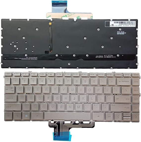 US Laptop Keyboard for Hp for Spectre X360 13-AW TPN-Q225 13-aw0175tu 13-aw0151tu L72386-251(Silver US Backlit)