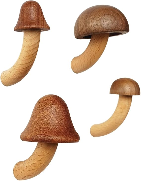 4 Pack Magnetic Wood Mushroom Refrigerator Magnets Cute Decorative Fridge Magnets Boho Fridge Decor Ornament for Refrigerator Whiteboard Locker Office
