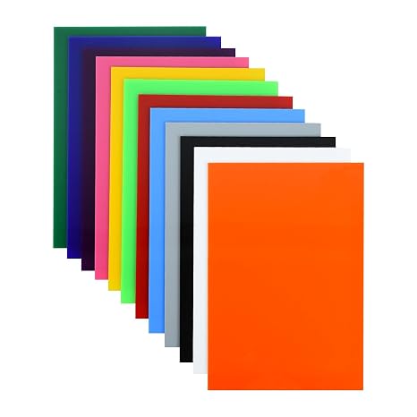 8x12 Multi-Color Acrylic Sheets (12-Pack, 12 Colors) - 2.8mm Thick, Durable & Versatile for Laser Cutting, DIY Projects & Crafts