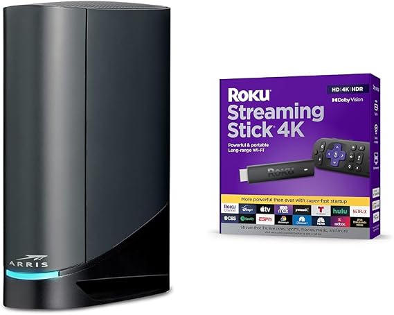ARRIS Surfboard G36 DOCSIS 3.1 Multi-Gigabit Cable Modem & AX3000 Wi-Fi Router, Comcast Xfinity & Roku Streaming Stick | Portable Roku Streaming Device 4K/HDR/Dolby Vision