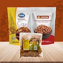 Adukale, Grand Sweets and Snacks, SBB Snacks Combo Pack - B (Pack of 3) Contains - SBB -Hurigalu 200g, ADK - Masala Groundnut 180g and GSS -Banana chips spicy 250g