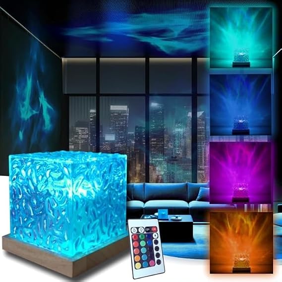 Ocean Wave Light Projector | Northern Lights Aurora & Crystal Ripple Lamp | Ocean Mood & Night Light with Remote, Multi-Mode Moving Waves & Aurora Effects for Bedroom, Living Room & Romantic Ambience