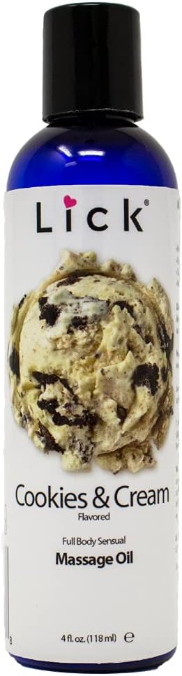 Edible Massage Oil for Couples Cookies and Cream Flavored, Water Based Full Body Massage Oil for Women and Men, Moisturizing Sensual Body Oil, Romantic Gift for Him and Her, Vegan, 4 Oz