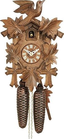 German Cuckoo Clock 8-day-movement Carved-Style 12.00 inch - Authentic black forest cuckoo clock by Hekas