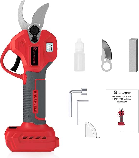 Cordless Pruning Shears by LivingSURE Portable Electric Shears For