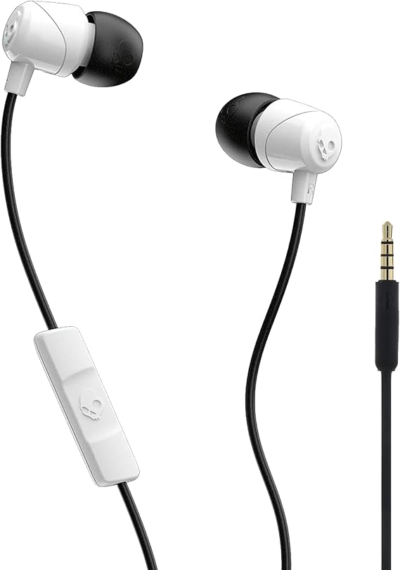 Skullcandy Jib Wired Earbuds with 3.5mm AUX Plug, Noise Isolating Fit, in-Line Microphone Call and Track Control, Convenient for Travel - White