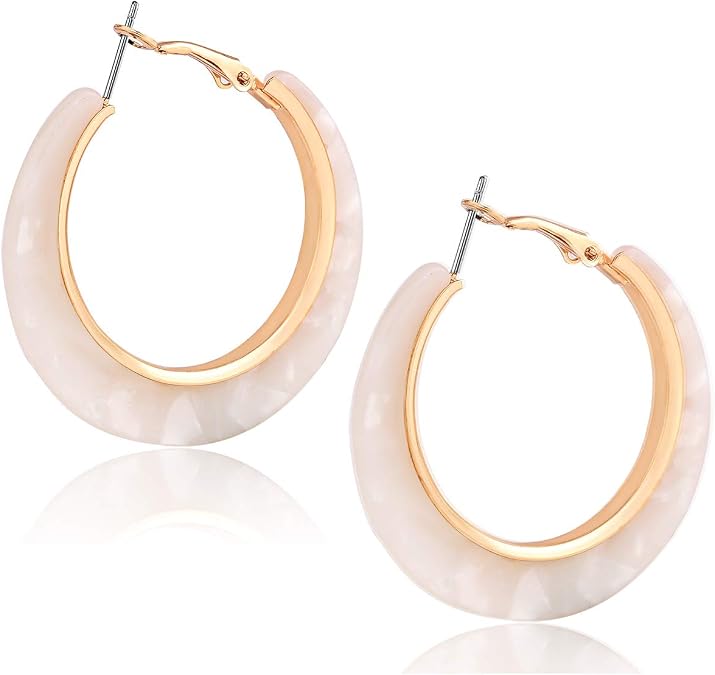 Acrylic Hoop Earrings for Women Resin Floral Earring Spring Summer Earrings Beach Jewelry Statement Fashion Accessories
