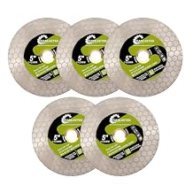 Diamond Tile Saw Blade - 5pcs 125mm Diamond Cutting Grinding Disc Hexagon Design for Porcelain Ceramic Tile Marble Artificial Stone Quartz SANLEETEK
