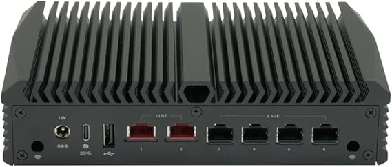 Qotom Q10922H6 Barebone System Mini PC N100, 4X 2.5G LAN 2X 10G Desktop Computer