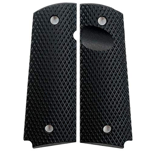 1911 Grip Midnight Black Super Aggressive G10 Fits Full Size Compact 1911 EMP PT1911 Sig GSG Magwell Bobtail Roundbutt Standard Thickness Grips