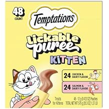 Temptations Puree Kitten Treats Lickable, Chicken and Salmon Variety Pack, 48 Pouches