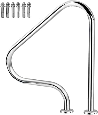 Pool Handrail | Silver Stainless Steel Railing for Swimming Pools | 31.5 31.5 in Deck to Deck Mounted Pool Transitional Hand Rails for Indoor and Outdoor