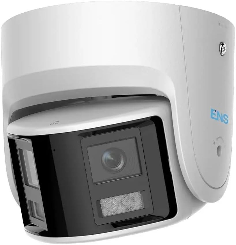 ENS SIPSP4MASBR4-H2 4MP Panoramic AcuSense Fixed Turret Network Camera, 2× 12.5 4MP CMOS Sensor, 2.8mm Fixed Dual Lens, 130dB True WDR. Built-in Mic and Speaker, 12V DCPoE, IP67