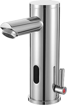 Automatic Touchless Bathroom Sink Faucet Motion Activated Sensor Hands Free Auto Off 1 Hole Commercial Infrared Brass Basin Faucets Adjustable Cold Hot Single Handle Water MixerChrome