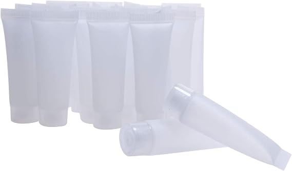 Shapenty 10ml Clear Plastic Empty Tubes Refillable Facial Cleanser Hand Cream Cosmetic Lotion Containers Soft Makeup Sample Holder Bottle Vial Jar Pot Case with Flip Lid for Travel DIY Project, 30PCS