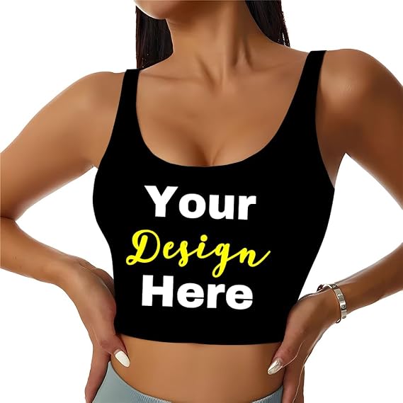 Custom Women's Sports Bra Desogn Your Own Personalized Photo Logo Text Crop Top for Women
