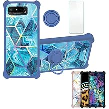 Aroepurt Case for Asus Rog Phone 5 Case Compatible with Asus Rog Phone 5 Phone Case Cover [with Tempered Glass Screen Protector][PC + TPU 2 in 1][Ring Support] [Colorful Reflect Light] IMDL-LS