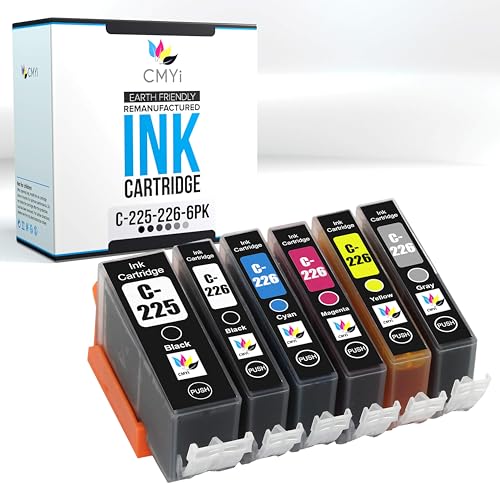 PGI-225 CLI-226 Replacement Combo Pack Ink Cartridges for Canon PIXMA MG6120, MG6220, MG8120, MG8120B, MG8220 Printers 1 PG Black, 1 Black, 1 Cyan, 1 Magenta, 1 Yellow, 1 Gray