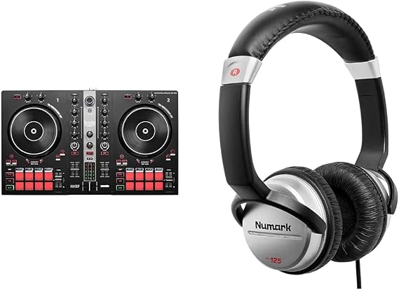 Hercules DJControl Inpulse 300 MK2 – USB DJ Controller & Numark HF125 - Ultra-Portable Professional DJ Headphones with 6 ft Cable
