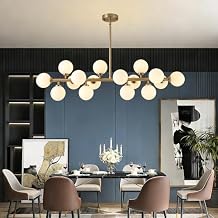 Mid Century Modern Chandelier Over Table, 16-Light Globe Sputnik Chandelier Rectangle Pendant Lighting Fixture Hanging Ceiling Light for Dining Room, Kitchen Island