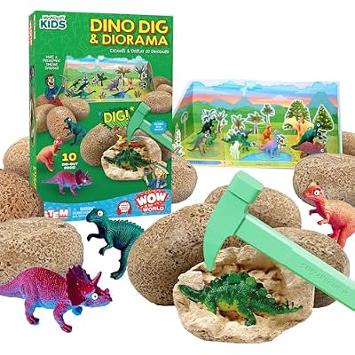 Wow in the World Dino DIG & Diorama | 10 Dig-Out Plaster Dinosaur Eggs, Prehistoric DIY Diorama, Companion Audio Content, Bonus Reusable Science Tool, STEM Toy for Kids 4 by Thames & Kosmos