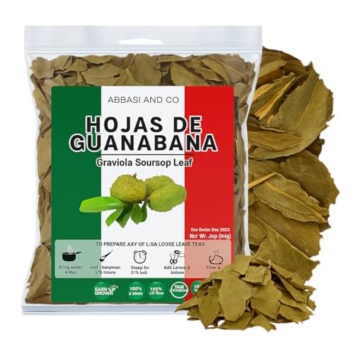 1LB Whole Dried Graviola Soursop Leaves Hoja De Guanabana 1,400 Leaves Per Bag, 100% All Natural Delicious Fresh Tea | From Mexico | Premium Wildcrafted Quality. Guanabana 1LB