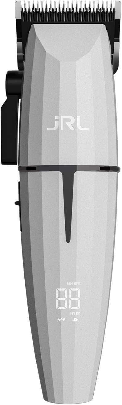 JRL Ghost FF2020C-W Professional Cordless Hair Clipper for Barber Hair Cutting, Smart-Clip Technology Prevents Blade Drag, Reset IQ Charging Dock, For Fading, Dual-Speed 60007500 RPM Motor, White