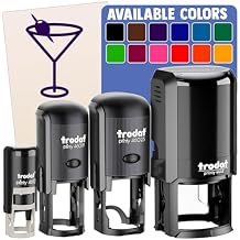 Martini Cocktail with Olive Self-Inking Rubber Stamp Ink Stamper for Stamping Crafting Planners - 1-1/2 Inch Large - Black Ink