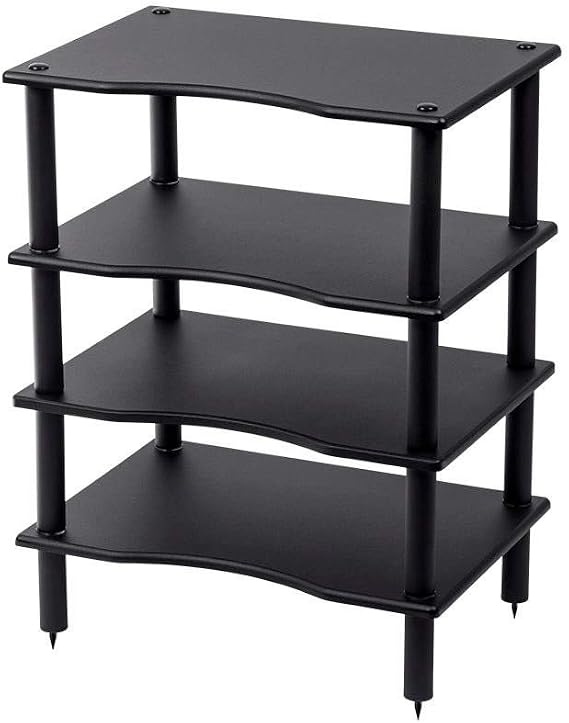 Monolith 4 Tier Shelf Audio Stand - Open Air Storage, Modular Design, Sturdy, Compatible with Bose, Polk, Sony, Yamaha, Pioneer and Others, Black
