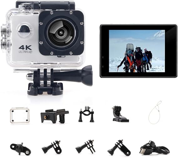 Action Camera for Piaggio X7 250 2008, with 4K Recording Support, EIS Sports Helmet Motorcycle Camera, Loop Recording, Time-Lapse, Playback,C White