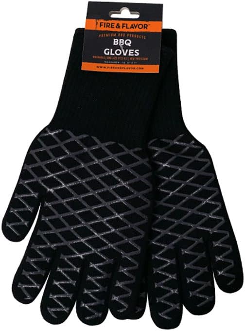 Fire & Flavor Pitmaster Grilling Gloves - Heat Resistant, Slip-Free, Washable Cotton & Silicone BBQ Gloves - BBQ Grill Cooking Gifts for Men and Women - Great Addition to Grilling Accessories