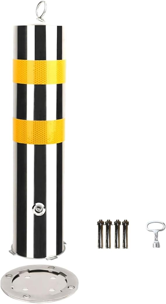Removable Stainless Steel Barrier Bollard, Security Bollard with Reflective Strip for Traffic-Sensitive Area, Lane Barrier, for Outdoor Indoor(1pcs)