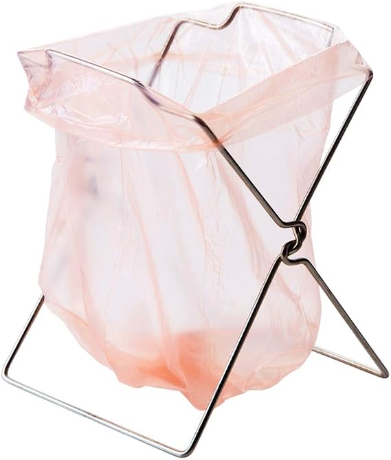 Stainless Steel Garbage Bag Shelf Home Kitchen Countertop Folding Trash Bag Holder Organizer Dishcloth Towel Rack Garbage Bag Support Stand
