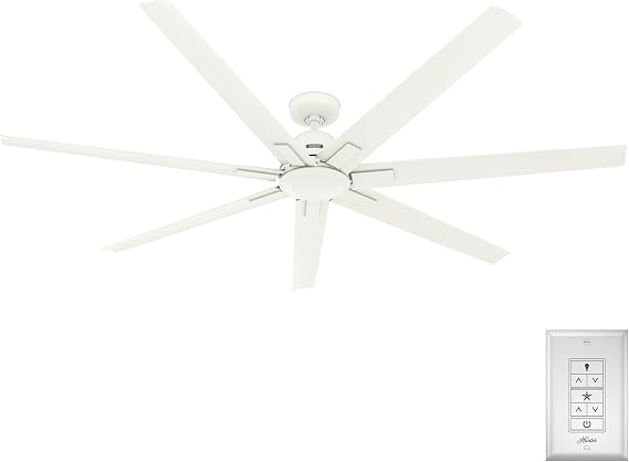 Hunter Downtown Indoor/Outdoor Ceiling Fan, Wall Control (Matte White, 72 inch)