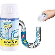 Saker Wild Sink and Drain Cleaner Powder | Rapid-Foam Fast-Acting Pipe Declogger for Kitchen, Bathroom, Toilet, Shower Drain Maintenance (1 PC (3.88oz))