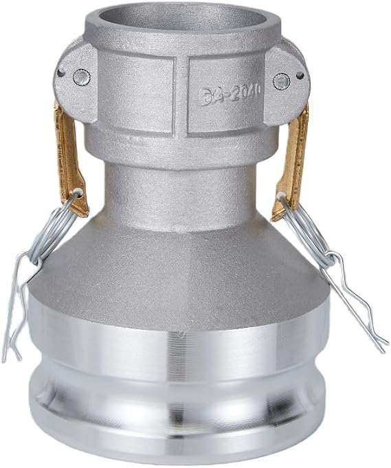 Aluminum Type DA Camlock Hose Fitting, Reducer, 2" Female Camlock x 4" Male Camlock