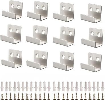 XZJMY 12Pack Wall Hanger Fastener,Heavy Duty Tile Hanger,Stainless Steel Wall Mount Brackets Hook,for Tile,Picture Frames,Mirrors & SignageDisplay (Silver, Large)
