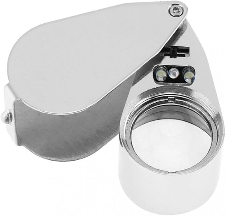 Mini Led Işıklı Büyüteç, Full Çelik, Kuyumcu Büyüteci, 40x25mm